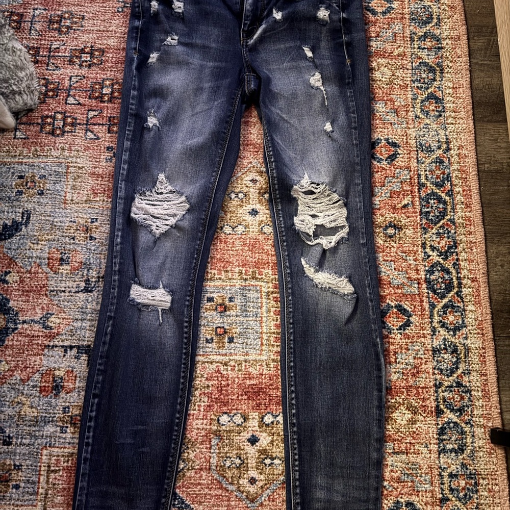Mudd Dark Blue Distressed Skinny Jeans